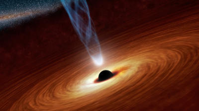 This artist's concept illustrates a supermassive black hole.